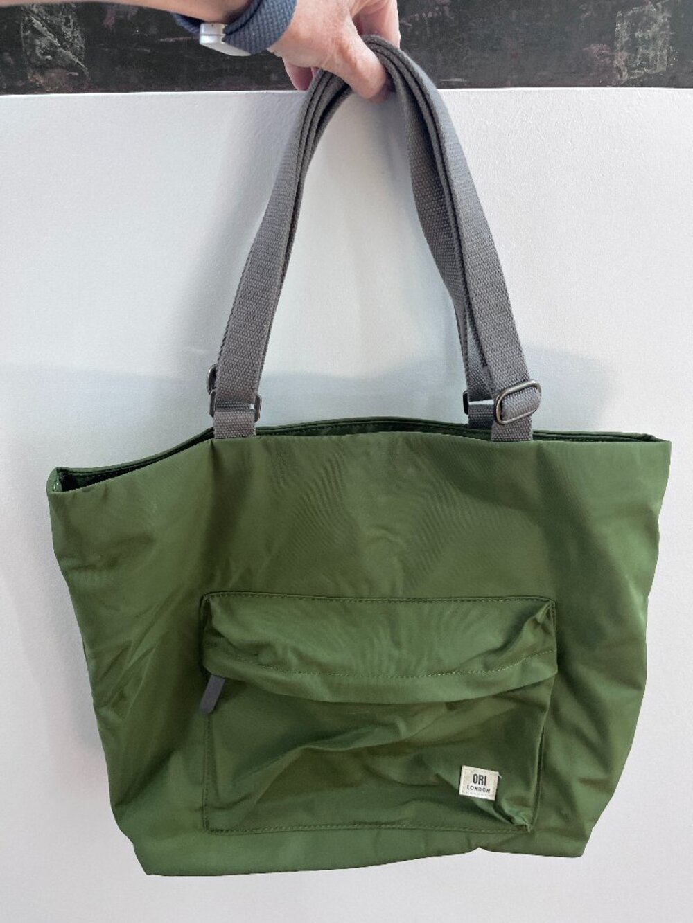 ORI London Trafalgar Recycled Nylon Tote Bag Avocado Olive Green Medium